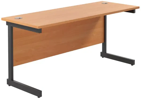 TC Single Upright Rectangular Desk with Single Cantilever Legs - 1600mm x 600mm - Beech