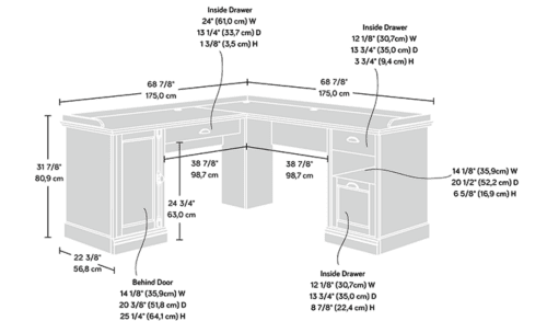Teknik Barrister Home L-Shaped Home Desk - (w) 1750mm x (d) 1750mm