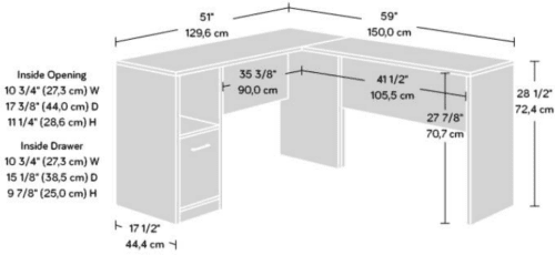 Teknik Essentials L-Shape Home Desk - (w) 1296mm x (d) 1500mm
