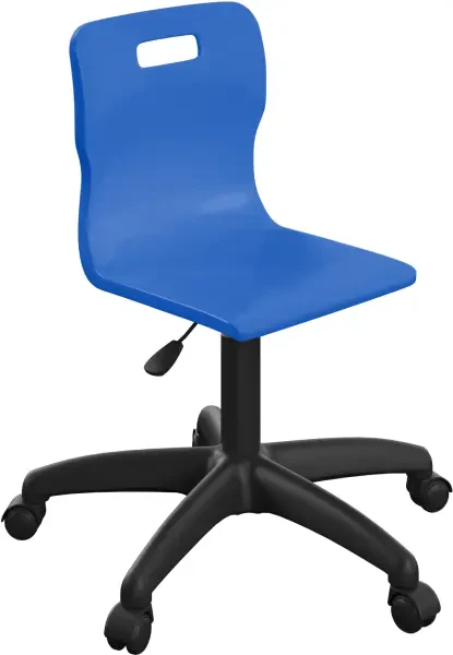 Titan Swivel Junior Chair with Black Base - 355-420mm Seat Height - Blue