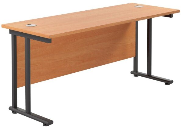TC Twin Upright Rectangular Desk with Twin Cantilevever Legs - 1800mm x 600mm - Beech