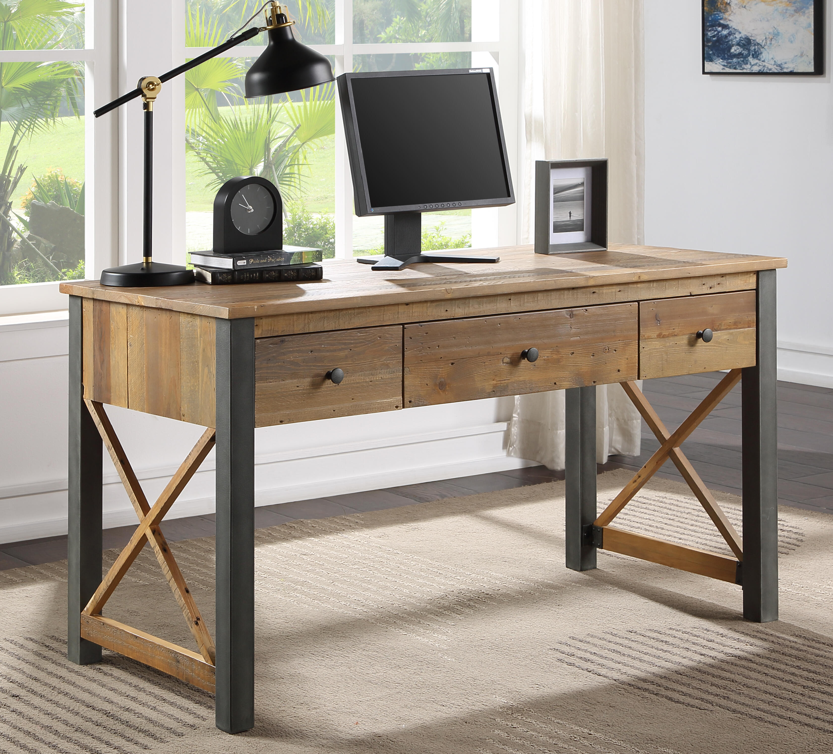 Urban Elegance Reclaimed Home Desk/Dressing Table - Office Furniture Direct