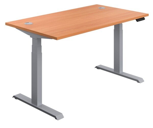 TC Economy Height Adjustable Desk with I-Frame Legs - 1200mm x 800mm - Beech