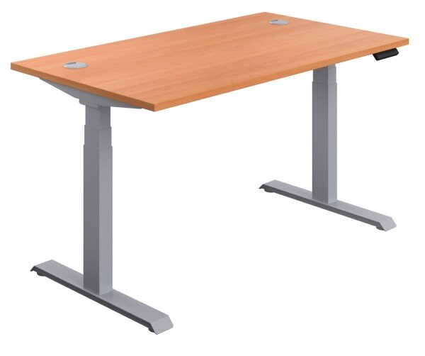 TC Economy Height Adjustable Desk with I-Frame Legs - 1600mm x 800mm - Beech