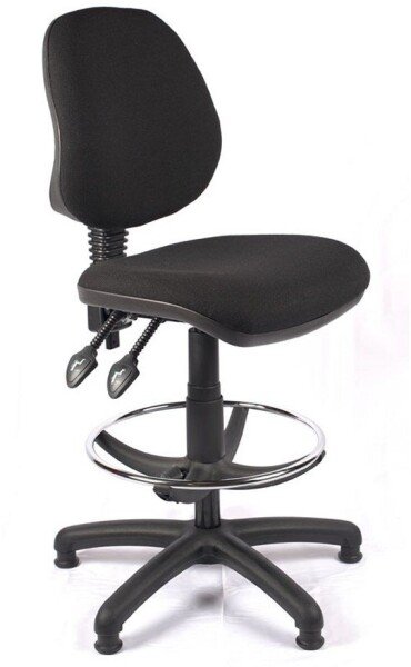 Chilli Medium Back Draughtsman Operator Chair with Adjustable Arms - Black