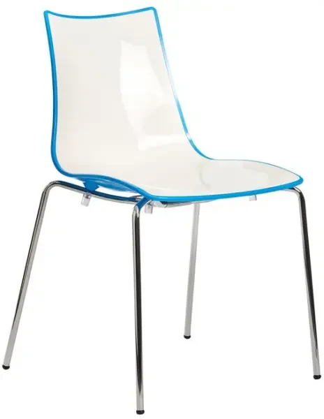 Gentoo Gecko Shell Dining Stacking Chair with Chrome Legs - Blue