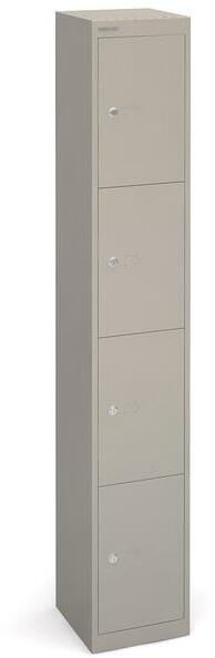 Bisley 4-Door Lockers: Grey, 305mm Deep with 5-Year Guarantee