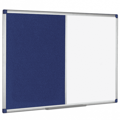 Combi White Board & Pin Board - 900 x 600mm - Blue Felt