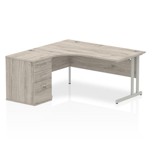 Dynamic Corner Desk with Twin Cantilever Legs (w) 1600mm x (d) 1200mm & Desk High Pedestal