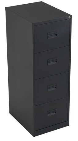 TC Talos 4 Drawer Steel Filing Cabinet - Black