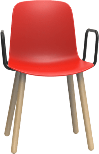 Origin FLUX 4 Leg Wood Classroom Chair With Arms - Coral Red