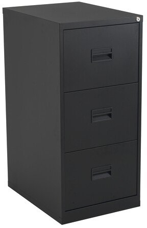 TC Talos 3 Drawer Steel Filing Cabinet - Black