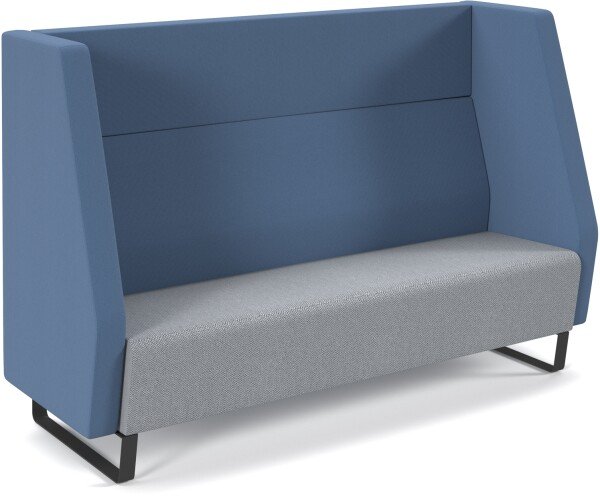 Dams Encore² High Back 3 Seater Sofa 1800mm Wide with Black Sled Frame - Late Grey & Range Blue