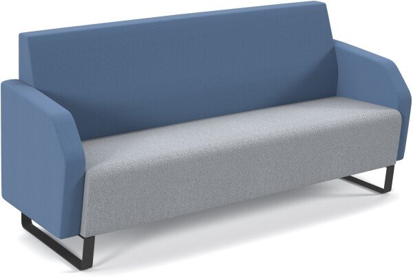 Dams Encore² Low Back 3 Seater Sofa 1800mm Wide with Black Sled Frame - Late Grey & Range Blue