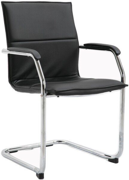 Dams Essen Stackable Faux Leather Cantilever Meeting Room Chair - Black