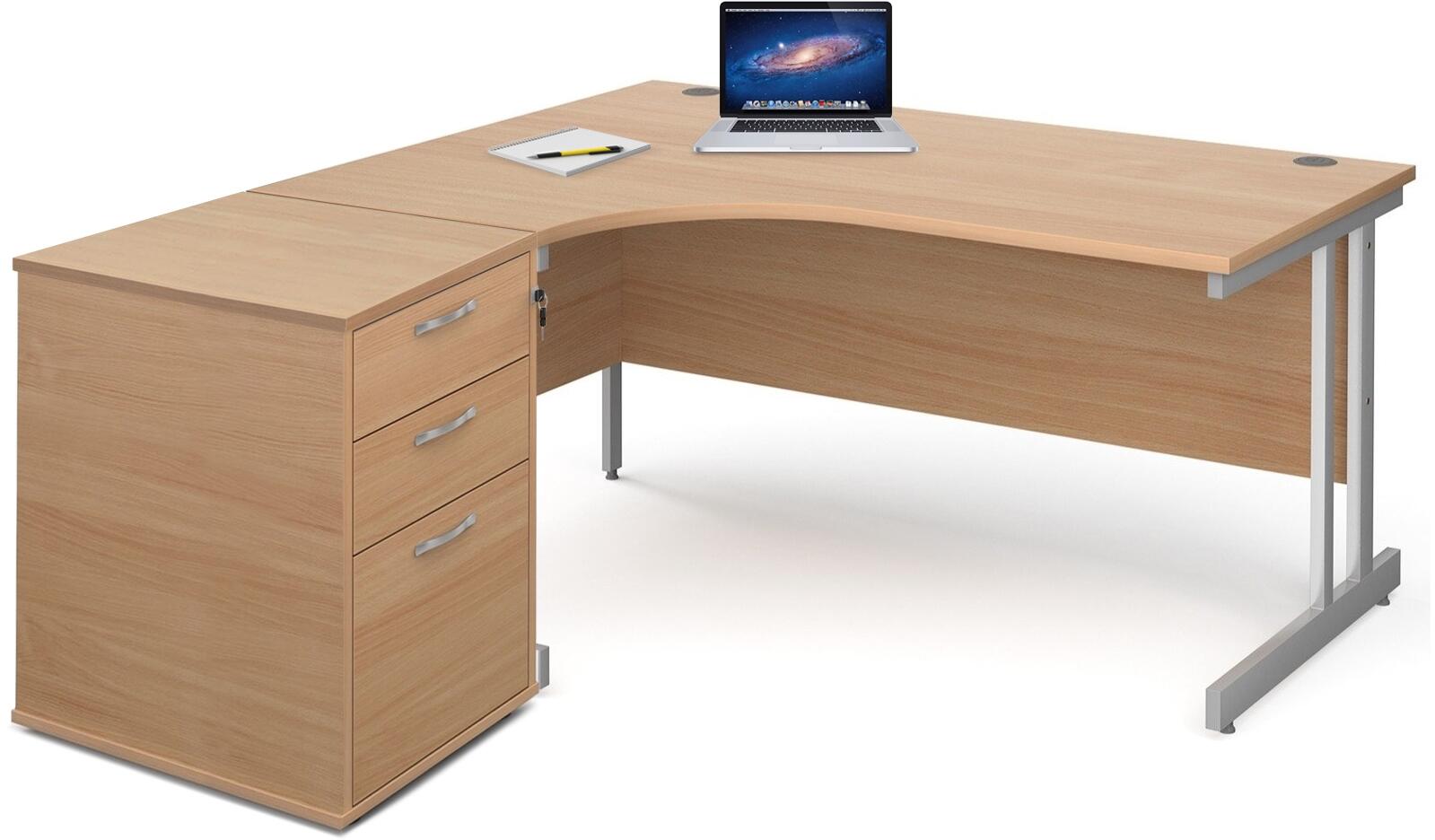 Gentoo Corner Desk with Twin Legs & High Pedestal UK's Best Range
