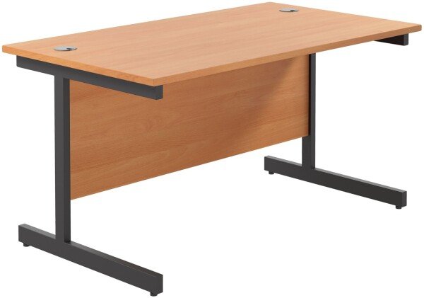 TC Single Upright Rectangular Desk with Single Cantilever Legs - 1200mm x 800mm - Beech