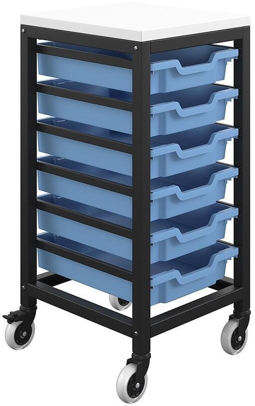 Titan 6 Draw Shallow F1 Tray Mobile Storage Unit - Black & White ...