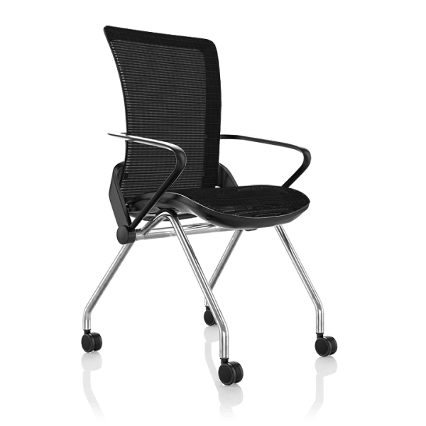 Comfort Lii Visitor Chair Black Frame Polished Chrome Base - Black