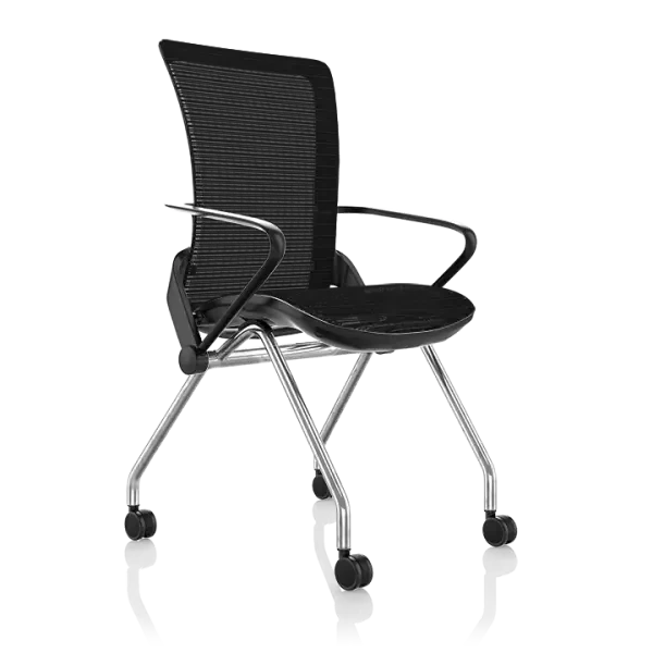 Comfort Lii Visitor Chair Black Frame Polished Chrome Base - Black