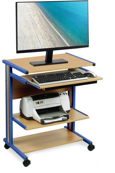 Monarch Computer Trolley Compact Workstation - Cool Blue