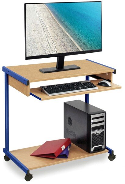 Monarch Computer Trolley Wide Workstation - Cool Blue