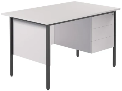 TC Eco 18 Rectangular Desk with Straight Legs and 3 Drawer Fixed Pedestal