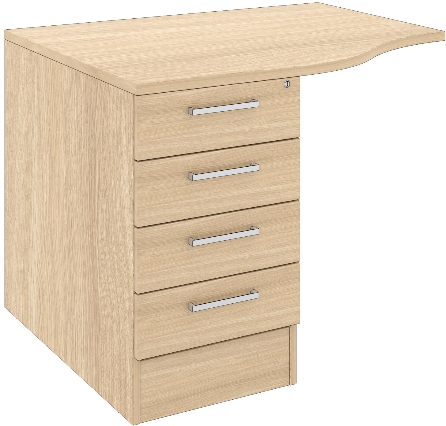 Elite 4 Drawer Desk High Pedestal With Curved Overhanging Top Office