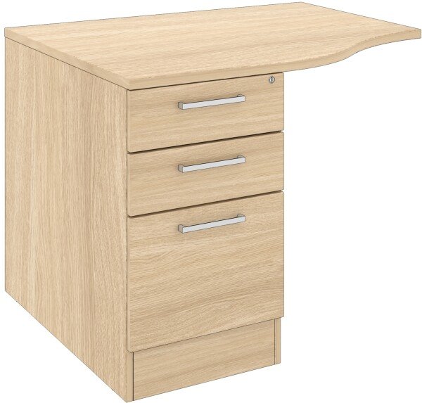 Elite 3 Drawer Desk High Pedestal with Curved Overhanging Top - System Drawer 1000 x 800-600mm