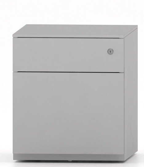 Formetiq Cube Low Steel Pedestal 1 Personal Drawer 1 File Drawer - Silver
