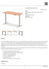 Dynamic Air Rectangular Height Adjustable Desk Data Sheet