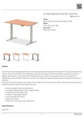 Dynamic Air Rectangular Height Adjustable Desk with Cable Ports Data Sheet