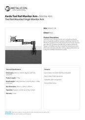 Metalicon Kardo PMSA521 Tool Rail Monitor Arm Specification Sheet