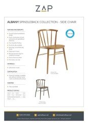 ZAP Product Sheet Albany Collection Side Chair