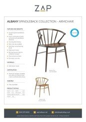 ZAP Product Sheet Albany Spindleback Collection Armchair