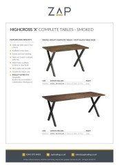 ZAP Product Sheet Highcross X Complete Tables