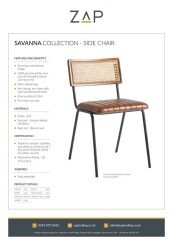 ZAP Product Sheet Savanna Collection Side Chair