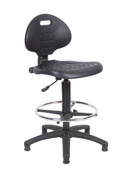 Dams Prema 300 Polyurethane Industrial Draughtsmans Chair with Contoured Back - Black