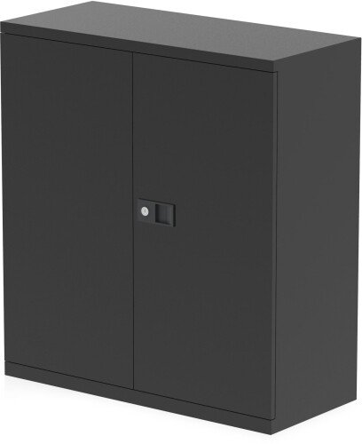 Dynamic Qube Stationery 1000mm 2-Door Cupboard With Shelf - Black