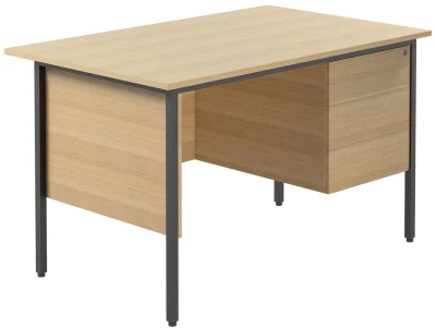 TC Eco 18 Rectangular Desk with Straight Legs and 3 Drawer Fixed Pedestal