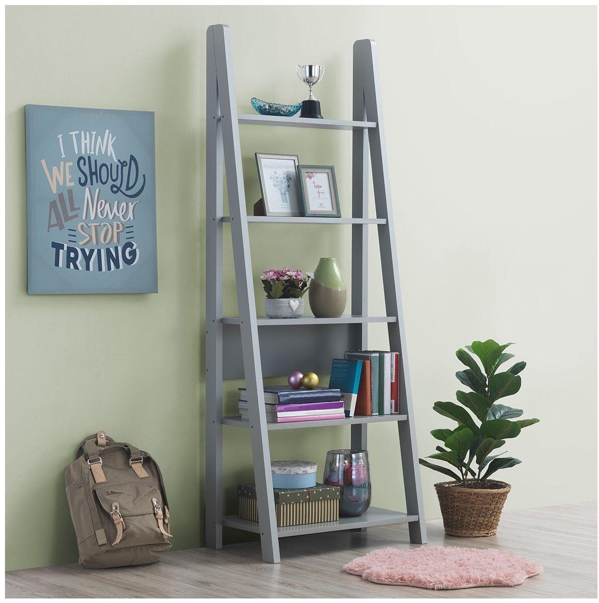 Riva Ladder Bookcase Light Grey Office Furniture Direct