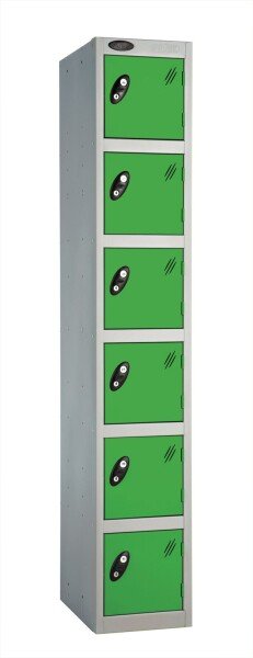 Probe Six Door Single Steel Lockers - 1780 x 305 x 305mm - Green (RAL 6018)