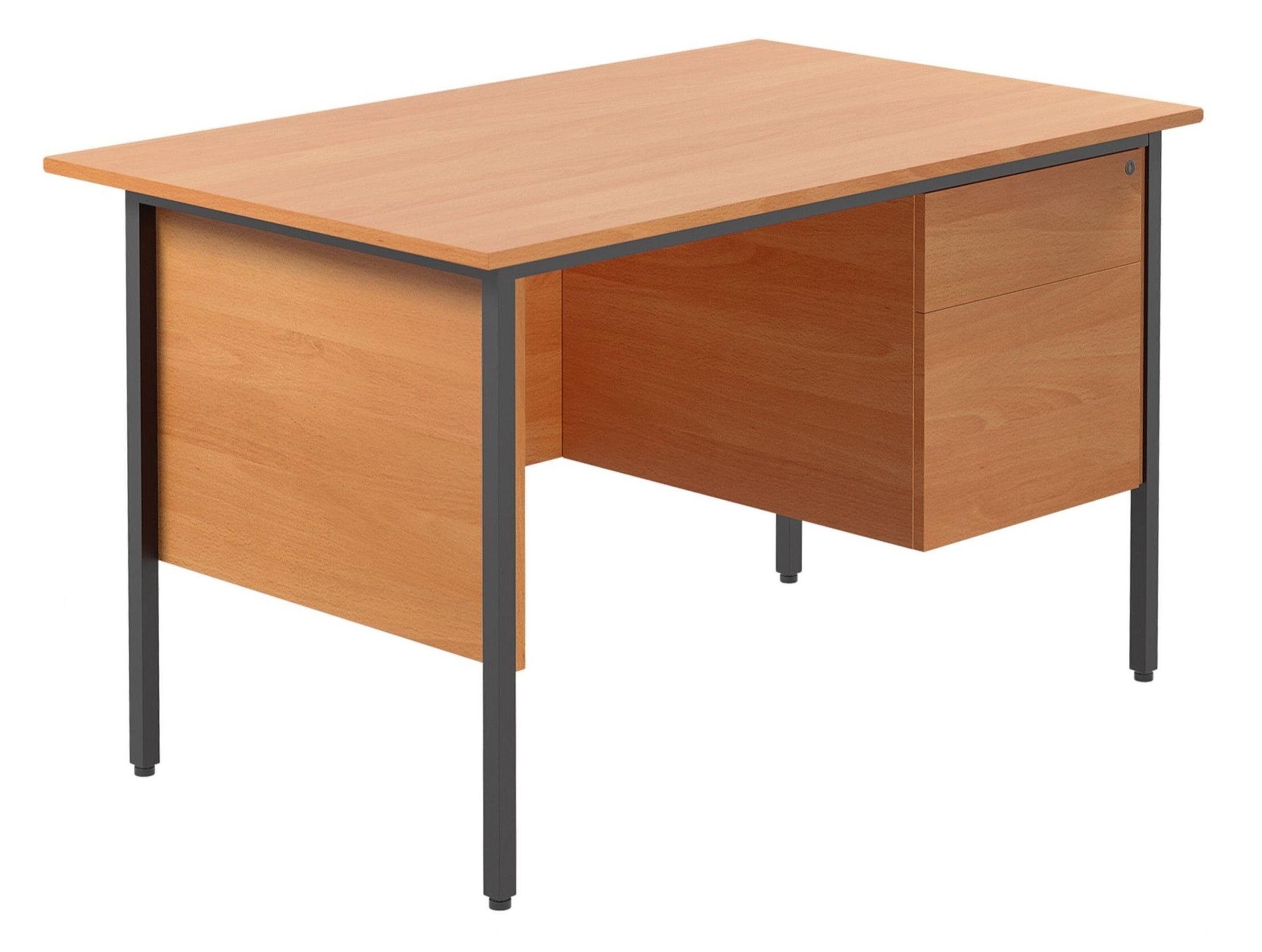 TC Eco 18 Rectangular Desk with Straight Legs and 2 Drawer Fixed