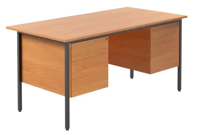 TC Eco 18 Rectangular Desk with Straight Legs, 2 and 3 Drawer Fixed Pedestals